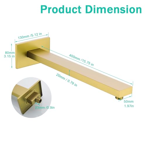 16 Inch Shower Arm with Flange,Stainless Steel Extension Extender Pipe for Fixed Rain Shower Head,Extra Long High Rise Shower Head Extension Arm,Champagne Bronze,SE-91118-16CB - color: Champagne Bronze(91118)