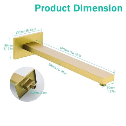 16 Inch Shower Arm with Flange,Stainless Steel Extension Extender Pipe for Fixed Rain Shower Head,Extra Long High Rise Shower Head Extension Arm,Champagne Bronze,SE-91118-16CB - color: Champagne Bronze(91118)