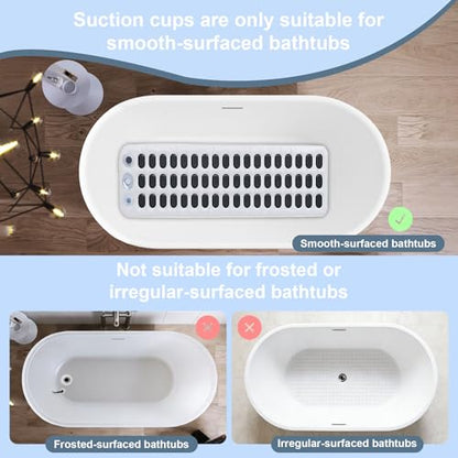 Bubble Bath Massager Mat with 6-Level Adjustment & Remote Control | Upgraded anti-slip suction cup，Inflatable pillow，Portable storage，Relieve muscle soreness and fatigue - color: White