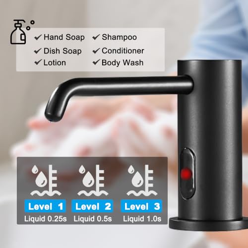 Automatic Soap Dispenser Touchless Infrared Sensor Electric Soap Dispenser | Built In Sink Liquid Dispenser Suitable For Home And Commercial Daily Use Equipped With Bottle and Pump 33.81oz/1000ml, Black - color: Liquid-black