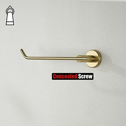 JQK Brass Gold Hand Towel Bar, Stainless Steel Towel Ring for Bathroom, 9 Inch Necklace Holder Brushed Golden Wall Mount Left Hand, TR101-BG - color: Gold, size: 9 Inch (Left)