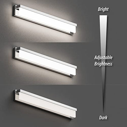 LED Bathroom Vanity Light Fixture Over Mirror 32.3 inch Modern Rectangle Finishing Bath Vanity Lighting Bar 4000K Daylight Wall Sconce (Chrome) - color: Chrome, size: 32 inch