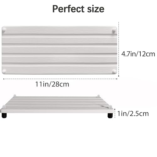 2 PCS Water Absorbing Stone Trays for Bathroom Sink Fast Drying Coasters | 11" x 4.7", Faucet Mat for Kitchen Sink, Diatomite Sink Caddy, Hand Soap Holder with Feet, Diatomaceous Earth, Vanity Tray - color: 11" X 4.7" White