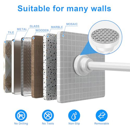 White Shower Curtain Rod Adjustable 30-74 Inch, 7/8"Diameter 304 Stainless Steel Never Rust Non Slip Heavy Duty Tension Rod, No-Drill Spring Curtain Rod for Bathroom Kitchen - color: White, size: 30-74 Inch
