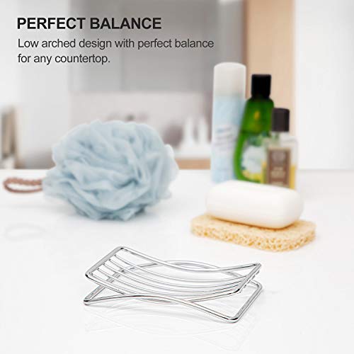 Soap Dish Stainless Steel Bar Soap Holder for Shower Bathroom, Self-draining Soap Dishes Sponge Holder for Kitchen Sink, Easy Cleaning Quick Dry(Soap Saver Not Included) - color: Chrome-1 Pack