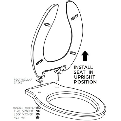 Centoco Elongated Toilet Seat, HD Commercial, Self Sustaining Hinge, White | Stainless Steel Self Sustaining Hinge, Heavy Duty Commercial, Open Front with Cover, Plastic, Made in the USA, 820STSS-001 - size: Elongated, style: Commercial
