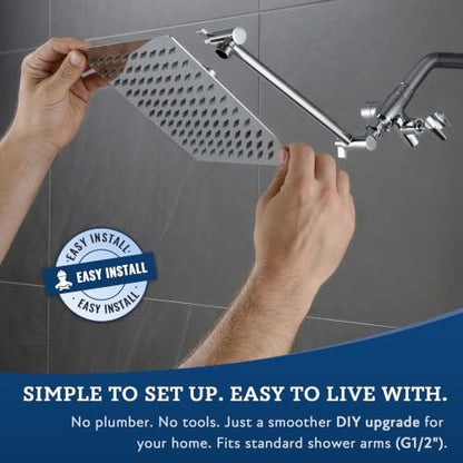 G-Promise All Metal 10" Dual Square Shower Head Combo | Rain Shower Head | Handheld Shower Wand | Adjustable | Smooth 3-Way Diverter | 71" Extra Long Hose - A Bathroom Upgrade (Chrome) | Built to Last, Easy Install, Adjustable Height & Angle for All Heigh
