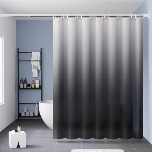 TIKABC Shower Curtain Liner, 4G PEVA Shower Liner, Plastic Waterproof Shower Curtains, with Grommet Holes and 3 Magnetic Weights(Gradient Grey) - color: Gradient Grey