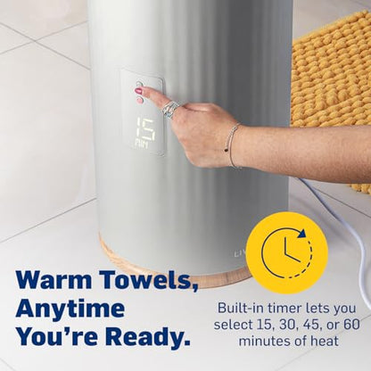 Live Fine Towel Warmer | Bucket Style Luxury Heater with LED Display, Adjustable Timer, Auto Shut-Off | Fits 40” x 70” Oversized Towel - Height 21.25 Inches and 12.9 Inches Wide - color: Gray