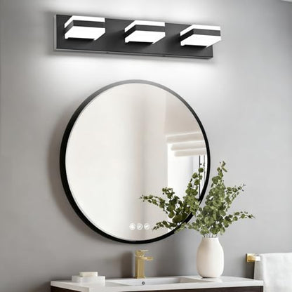 PRESDE 3-Light LED BathroomVanity Light Matte Black Bathroom Light Fixtures Over Mirror Modern Bath Wall Lighting - color: Black-Non Dimmable, size: 21.6inch