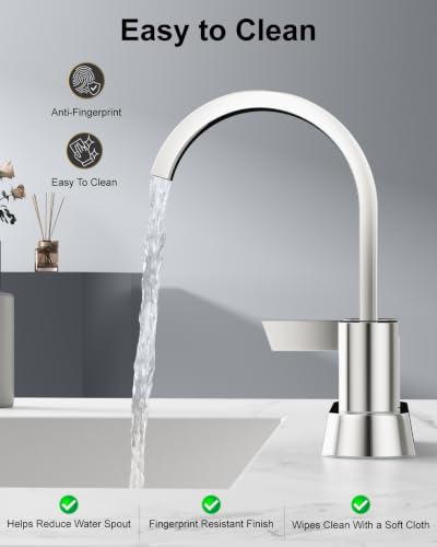 Polish Chrome Bathroom Faucet,4 Inch Centerset 2-Handle Waterfall | Includes Pop-Up Drain,24-Inch Supply Lines,Mounting Hardware,SUS304 Stainless Steel Construction,And A 360° Swivel Spout - color: Polish Chrome