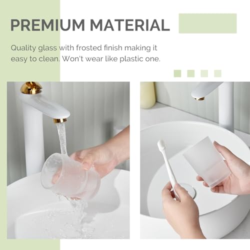Angle Simple Bathroom Rinsing Cup, Frosted Glass Tumbler Cup | Toothbrush and Toothpaste Holder Drinking Glasses Glassware Replacement