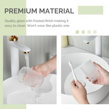 Angle Simple Bathroom Rinsing Cup, Frosted Glass Tumbler Cup | Toothbrush and Toothpaste Holder Drinking Glasses Glassware Replacement
