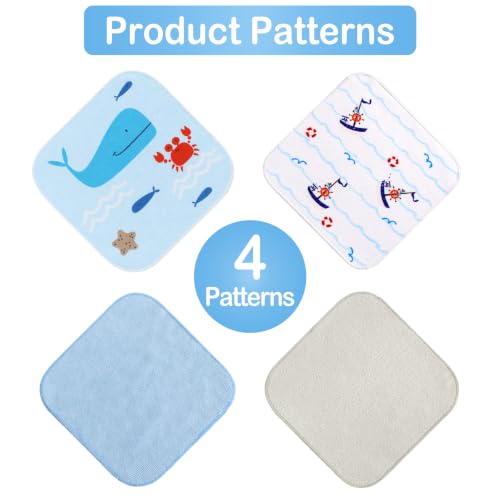 Baby Washcloths, 24Pack Baby Wash Cloths Extra Soft & Ultra Absorbent, Baby Towels and Washcloths Face Towels for Unisex Boys Girls Body, Washclothes Gentle on Sensitive Skin, 9x9 Whales & Crabs - color: Whales & Crabs