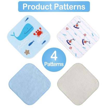 Baby Washcloths, 24Pack Baby Wash Cloths Extra Soft & Ultra Absorbent, Baby Towels and Washcloths Face Towels for Unisex Boys Girls Body, Washclothes Gentle on Sensitive Skin, 9x9 Whales & Crabs - color: Whales & Crabs