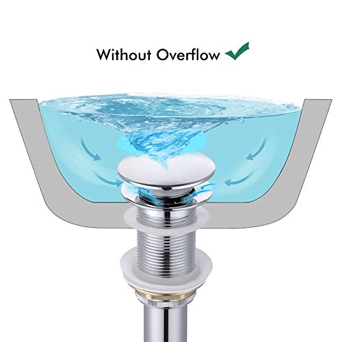 KES Bathroom Sink Drain Pop Up Drain Without Overflow Vessel Sink Vanity Stopper Polished Chrome, All Metal Rustproof Brass and 304 Stainless Steel, S2008D-CH - color: Polished Finish, style: NO Overflow (Big Cap)