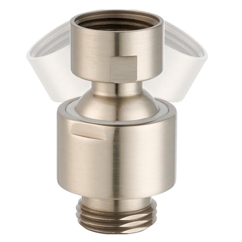 Hibbent All Metal Shower Head Swivel Ball Joint Adapter, Solid Brass Adjustable Shower Arm Connector, Shower Arm Extension, Showerhead Connector, Universal Showering Component, Brushed Nickel - color: Brushed Nickel