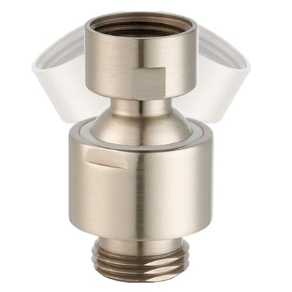 Hibbent All Metal Shower Head Swivel Ball Joint Adapter, Solid Brass Adjustable Shower Arm Connector, Shower Arm Extension, Showerhead Connector, Universal Showering Component, Brushed Nickel - color: Brushed Nickel