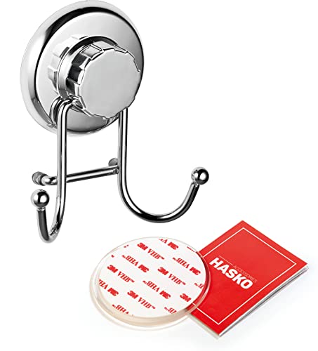 Powerful Vacuum Suction Cup Hooks Holder for Towel, Robe and Loofah - Stainless Steel Hook for Bathroom and Kitchen (Chrome)