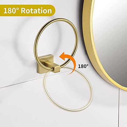 WOLIBEER Gold Toilet Paper Holder Hand Towel Holder, Brushed Brass Toilet Roll Holder Towel Ring, Modern Bathroom Hardware Set Stainless Steel Wall Mounted 2 Pieces - color: Brushed Gold