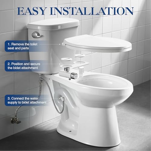 Non-Electric Bidet Attachment for Toilet Seat, Daul Clean Nozzles 3 Modes Adjustable Water Pressure Bidet Toilet Seat Attachment with Pressure Controls Feminine/Posterior Wash (TT17N)