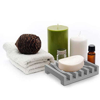 2Pcs Soap Dish Holder, Non-Slip Bathroom Accessories Silicone Soap Case Saver, Sink Deck Bathtub Shower Dish Soap Drainer, Silicone Holder for Soap, Sponges, Scrubber (Grey) - color: Grey