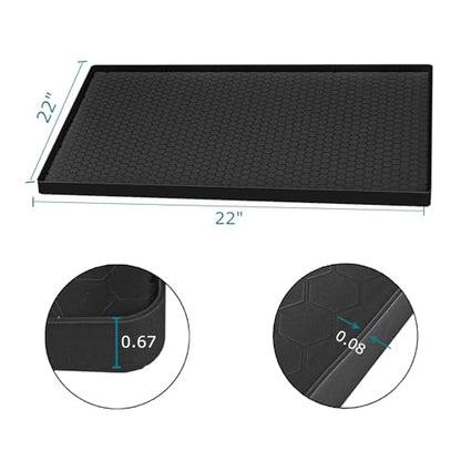 Under Sink Mat 22 x 22, Silicone Under Sink Liner for Kitchen Waterproof Bathroom Cabinet Mat, Black - color: Black, size: 22"W x 22"L