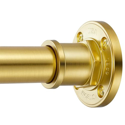 Industrial Shower Curtain Rod - 2-in-1 Design Tension Curtain Rod - Rustproof Non-Slip 43 to 72 Inch Metal Steel, Light Gold Window Curtain Rod - color: Light Gold, size: 43-72 Inches