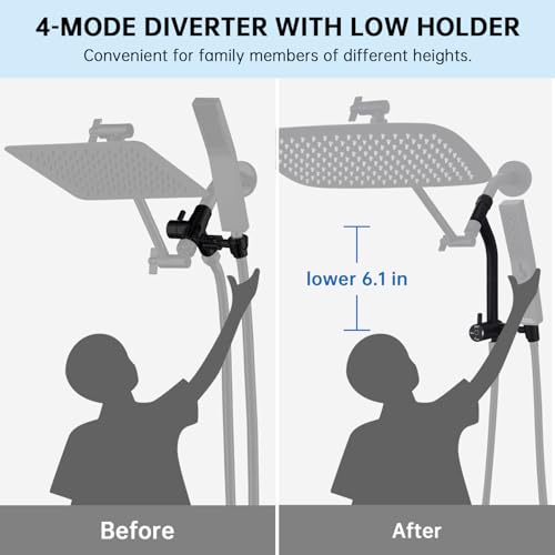 G-Promise 14 Inch All Metal Rain Shower Head with Handheld (Matte Black) | Suits Every Height, Pause Mode Diverter, Massage Mode Handheld, Full Body Coverage, Easy to Install, Modern Bath Upgrade - color: Matte Black, size: 14 Inch