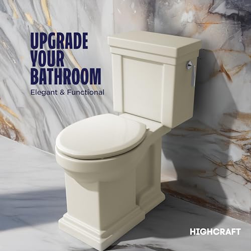 Highcraft B4TSPR Round Plastic Toilet Seat Slow Close ? Easy Remove, Bone - color: Bone, size: Round Plastic