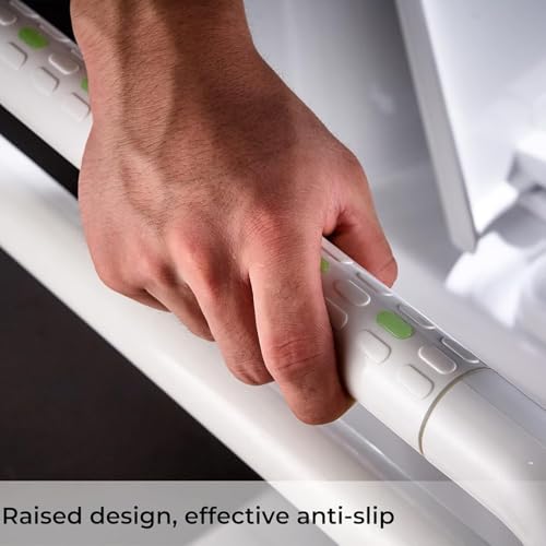 Flip Up Grab Bar for Toilet: Upgraded 23.6 Inch Handicap Grab Bars for Bathroom - Wall-Mount, Non-Slip Toilet Handles with Glows at Night, Suitable for Elderly Pregnant Women and Disabled - color: S-2930.White