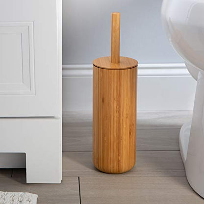 Bath Bliss Rounded Natural Bamboo Collection, Toilet Bowl Brush, Matching Accessories to Decorate Your Bathroom, Tall (10029-NATURAL) - size: Round Tall Toilet Brush