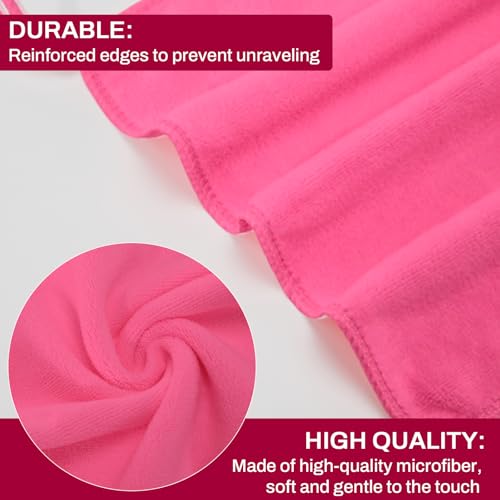 Makeup Remover Washcloths, 6 Pack Microfiber Face Towels, Plush & Thick, Ultra Soft Reusable Towels for Face & Hands, Highly Absorbent & Gentle 12 x 12 Inches, Rose Pink - color: Rose Pink