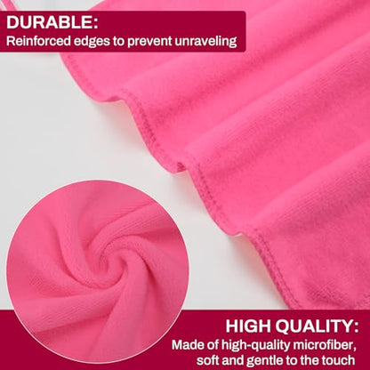 Makeup Remover Washcloths, 6 Pack Microfiber Face Towels, Plush & Thick, Ultra Soft Reusable Towels for Face & Hands, Highly Absorbent & Gentle 12 x 12 Inches, Rose Pink - color: Rose Pink