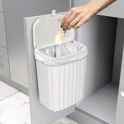Glad Roomate Under Counter Waste Bin | Space Saving Small Trash Can for Kitchen Cabinet, Bathroom or Office | Dual Lid for Ease of Opening, 9 Liter, White - color: 9 Liter White Plastic