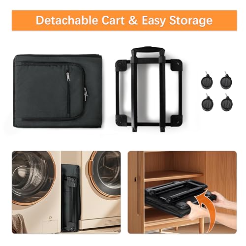 Bukere Extra Large 2 in 1 Rolling Laundry Basket with Wheels, 110L Freestanding Collapsible Laundry Hamper Bag with Removable Wheeled Cart for Clothes Storage College Dorm Apartment Laundry Room