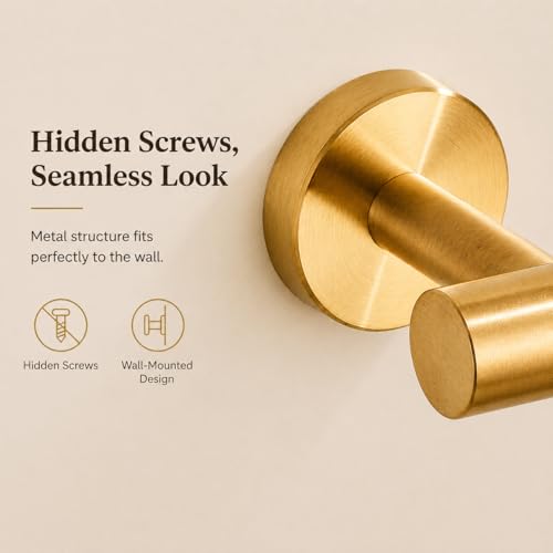 Brushed Gold Bathroom Hardware Set 5 Piece with Towel Racks for Bathroom, SUS304 Stainless Steel Bath Towel Bar Set, 24 Inch Wall Mounted Accessories Kit… - color: Brushed Gold