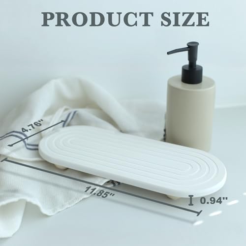 Instant Dry Sink Caddy Organizer – Water Absorbing Stone Tray for Kitchen Bathroom Countertop, Fast Drying Sink Caddy (with Wooden Feet and Natural Loofah, White) - color: White