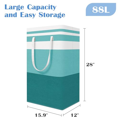 BlissTotes 3-Pack Laundry Basket, Collapsible Laundry Hamper, Green, 88L | Laundry Clothes Hamper, Hampers for Bedroom, Freestanding Hamper with Handles, Clothes Laundry Basket - color: Green, size: 88L