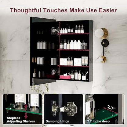 20 X 30 Inch Bathroom Medicine Cabinet with Mirror | Wall Mounted Mirror Storage Cabinet Bathroom Organizer Cabinet