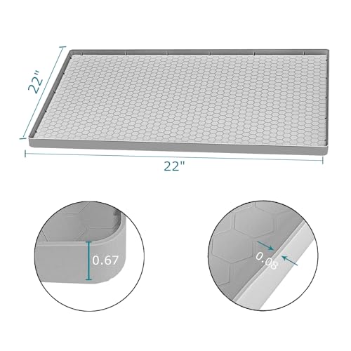 Under Sink Mat 22 x 22, Silicone Under Sink Liner for Kitchen Waterproof Bathroom Cabinet Mat, Light Grey - color: Light Grey, size: 22"W x 22"L