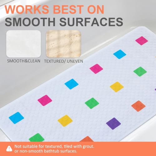 Baby Bath Mat Non Slip, 26"x13", Bathtub Mat for Kids | Anti Slip - color: Multicolor