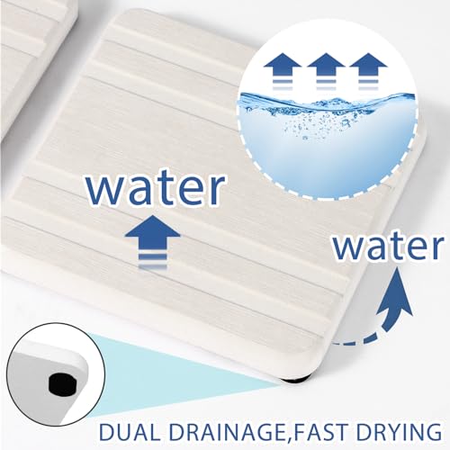 3PCS Water Absorbing Stone Tray, DryingNeat Diatomite Stone Sink Tray, Instant Dry Sink Coasters, Kitchen Sponge Hand Soap Holder, Bathroom Sink Vanity Trays,8 * 4inch and 4 * 4inch - color: 1pcs 21×10cm + 2pcs 10×10cm White Stripe