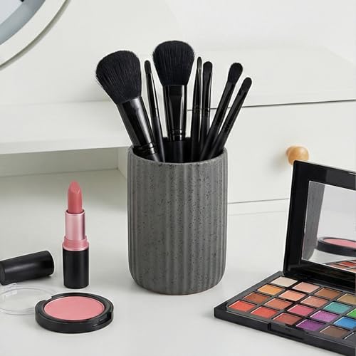 Ceramic Bathroom Tumbler, Ribbed Bathroom Toothbrush Holder Cups, Tooth Brush Holder Set, Reusable Toothbrush Mouthwash Cup, Toothpaste Holder Toothbrush Organizer for Bathroom Counter - color: Gray