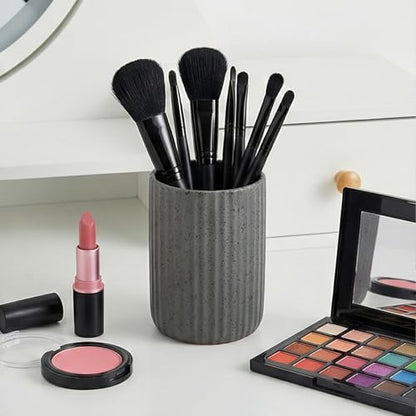 Ceramic Bathroom Tumbler, Ribbed Bathroom Toothbrush Holder Cups, Tooth Brush Holder Set, Reusable Toothbrush Mouthwash Cup, Toothpaste Holder Toothbrush Organizer for Bathroom Counter - color: Gray
