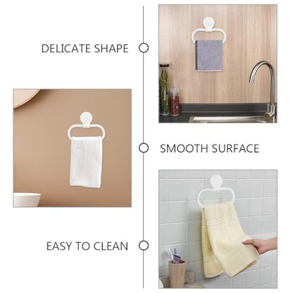 ARTIBETTER Adhesive Towel Ring 2Pcs No Drill Bathroom Wall Mounted Hand Towel Holder Adhesive Mount for Kitchen and Shower Organizer