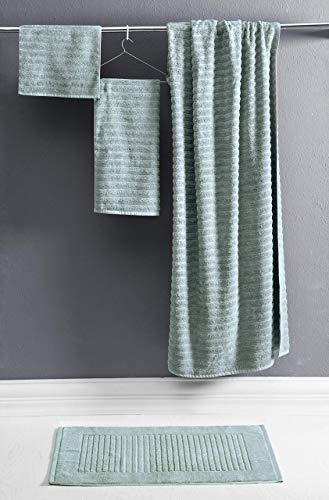 CTT - 2 Piece Bathroom Rugs Set, 100% Cotton Bath Mats, Non-Slip, Comfy & Highly Absorbent Bathroom Floor Mats, Machine Washable | 20"x32" (Spa Green) - color: Spa Green