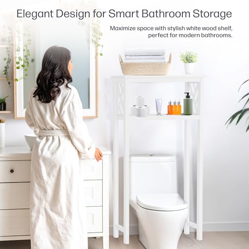 Alaterre Furniture Coventry Over the Toilet Storage Shelf, White, 27” x 48”
