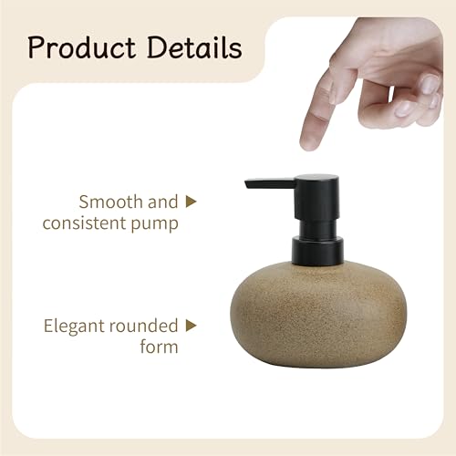 10oz Ceramic Hand Soap Dispenser, Elegant Liquid Soap Dispenser for Bathroom Countertop, Heavy & Sturdy Dish Soap Dispenser for Kitchen (Brown Set of 2) - color: Brown Set of 2