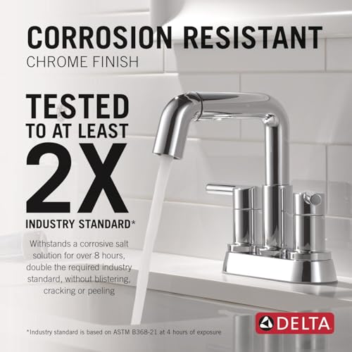 Delta Nicoli Centerset Chrome Bathroom Faucet, 4 Inch 3 Hole Bathroom Sink Faucet for Vanity, Push-Pop Drain Assembly, Chrome 25849LF - color: Chrome